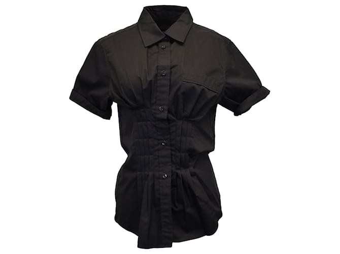 Isabel Marant Gramy Pintucked Button Front Shirt in Black Cotton  ref.1078035