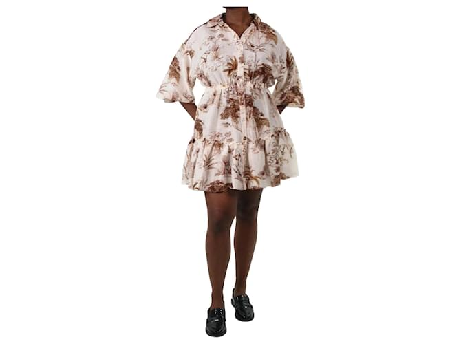 Sandro Cream printed tiered dress - size UK 12 Linen ref.JC1078044 (Sold) -  Joli Closet