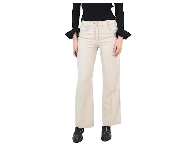 Agnona Cream wool straight-leg trousers - size UK 8  ref.1078049