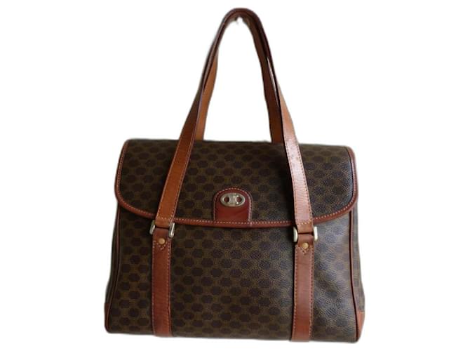 Céline Handbags Brown Leather Cloth  ref.1078079