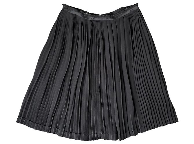 Falda plisada Hermès de seda negra Negro