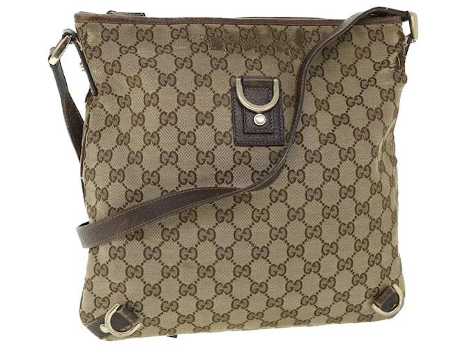GUCCI GG Canvas Shoulder Bag Leather Beige Brown 2684 Auth ti1247 Cloth  ref.1078108