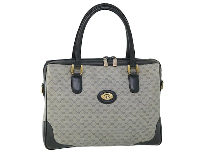 GUCCI Micro GG Canvas Boston Bag PVC Leather Gray Navy 002 58 0033 Auth th4025 Grey Navy blue  ref.1078122