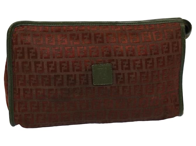 FENDI Zucchino Canvas Clutch Bag Vintage Brown Auth ar10173  ref.1078167