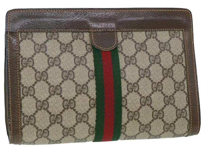 GUCCI GG Canvas Web Sherry Line Clutch Bag Beige Red Green 89 01 001 Auth th3990  ref.1078226