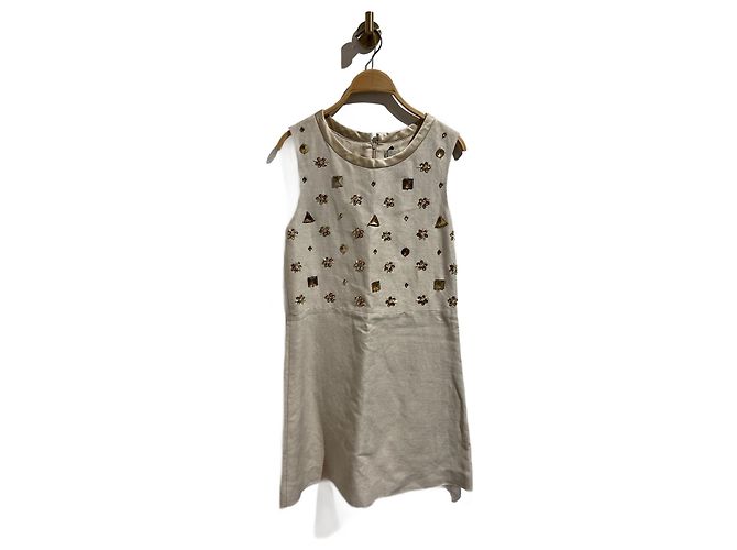 Chloé CHLOE Kleider T.FR 38 Leinen Beige