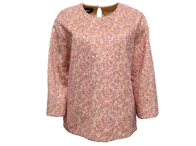 Rochas Pink Shimmer Floral 3/4 sleeve top Polyester  ref.1078311