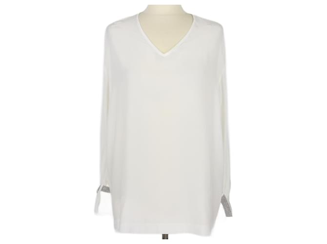 Fabiana Filippi White Long Sleeve Blouse Silk  ref.1078328