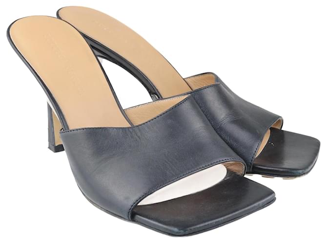 Bottega Veneta Black Stretch Square Toe Slide Sandals Leather  ref.1078350
