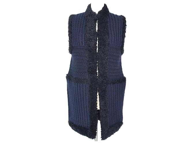 Dior Blu/Giacca gilet in maglia grossa nera Nero Lana  ref.1078360