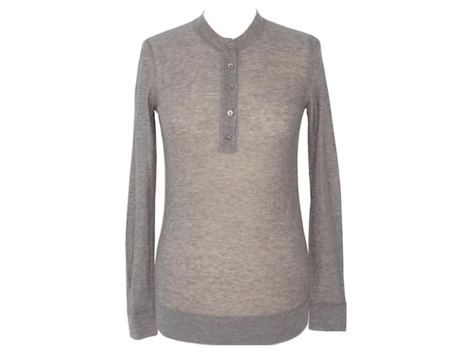 Joseph Grey Half Bottons Long Sleeve Sweater Cashmere  ref.1078366