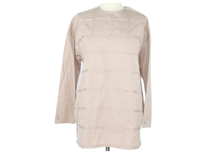 Hermès Tunica a maniche lunghe con borchie beige Cotone  ref.1078377