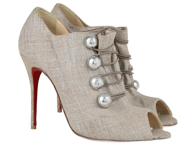 Christian Louboutin Beige Ankle Booties Leather  ref.1078394