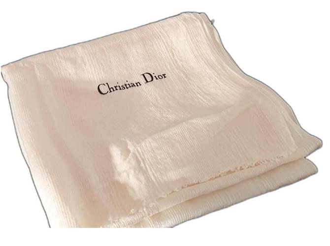 Dior white silk scarf Cream  ref.1078491