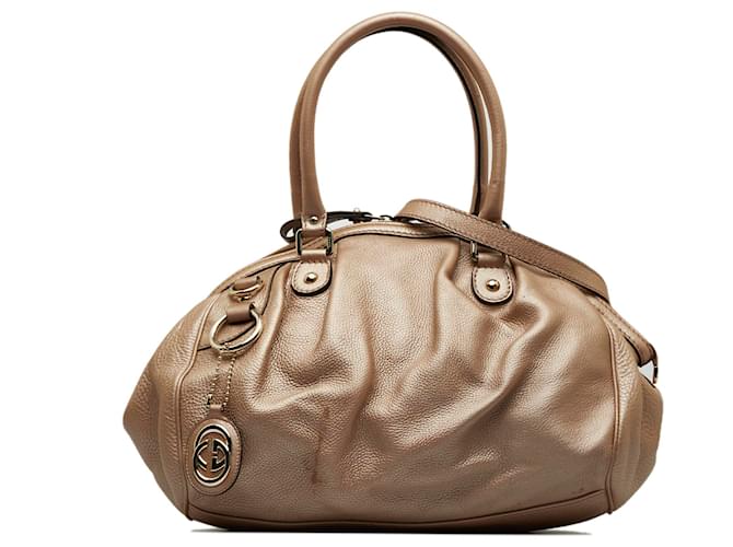 Bolso satchel Sukey de cuero marrón Gucci Castaño Beige Becerro  ref.1078503