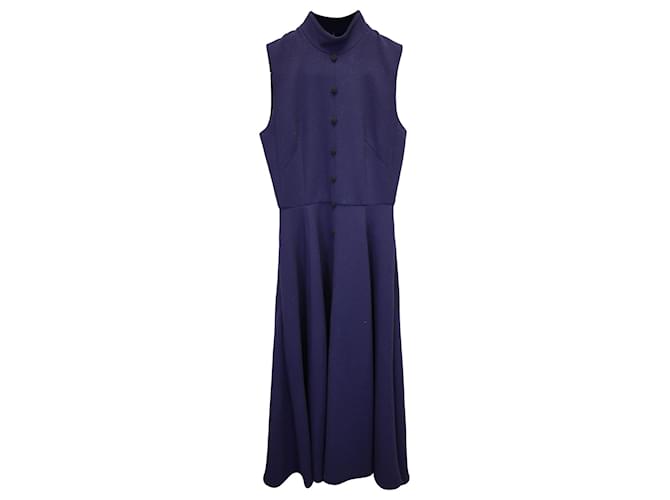 Autre Marque Emilia Wickstead Mock-Neck Sleeveless Midi Dress in Blue Wool  ref.1078613