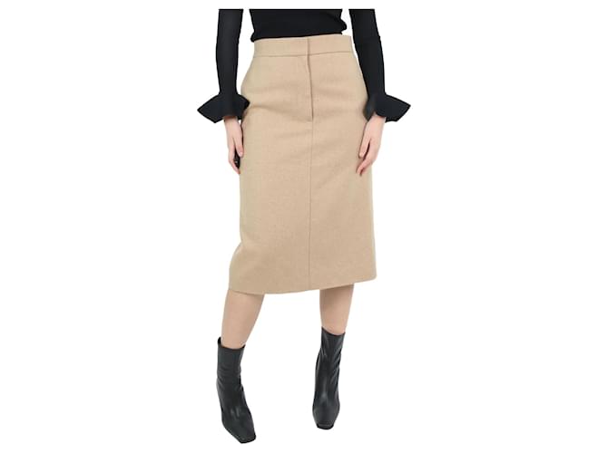 The row Neutral back-slit wool-blend skirt - size UK 8  ref.1078625