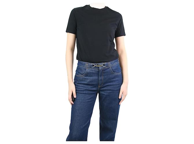 Acne Schwarzes Kurzarm-T-Shirt mit Rundhalsausschnitt – Größe M Baumwolle  ref.1078640