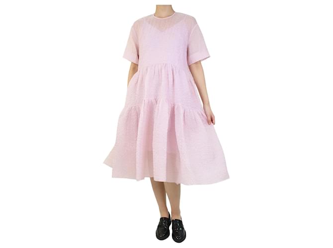 Victoria Beckham Pink sheer textured smock dress - size M  ref.1078642