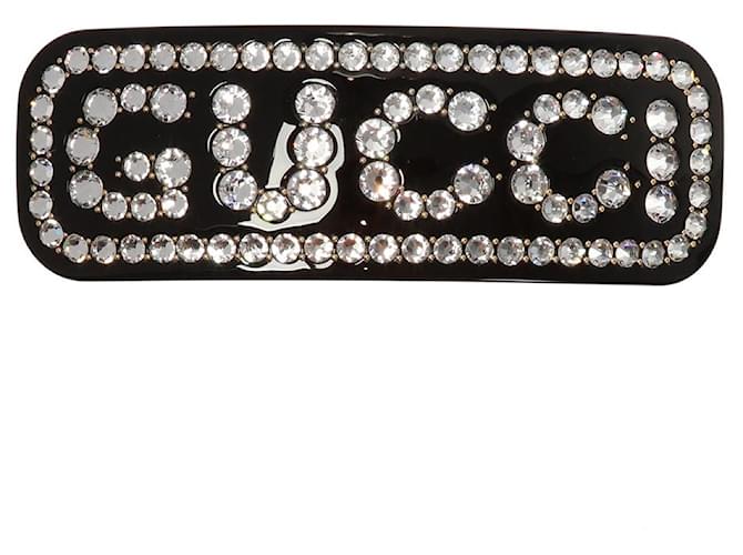 Fermacapelli nero di Gucci impreziosito da strass bianchi Metallo Resina  ref.1078662
