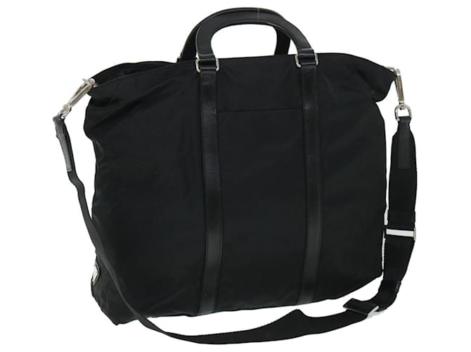 PRADA Hand Bag Nylon Leather 2way Black Auth ar10207  ref.1078678