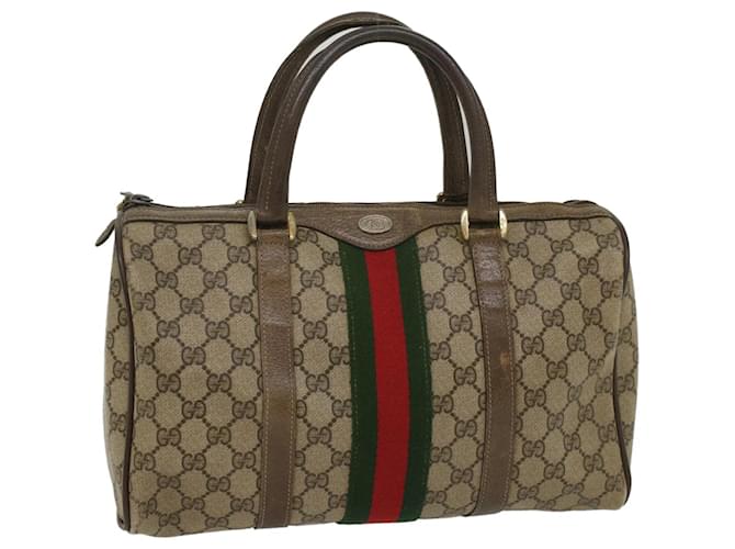 GUCCI GG Canvas Web Sherry Line Boston Bag Beige Red Green 24 02 007 auth 54955  ref.1078681