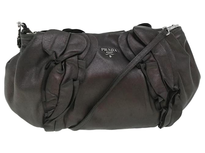 PRADA Shoulder Bag Leather Brown Auth ar10239  ref.1078716