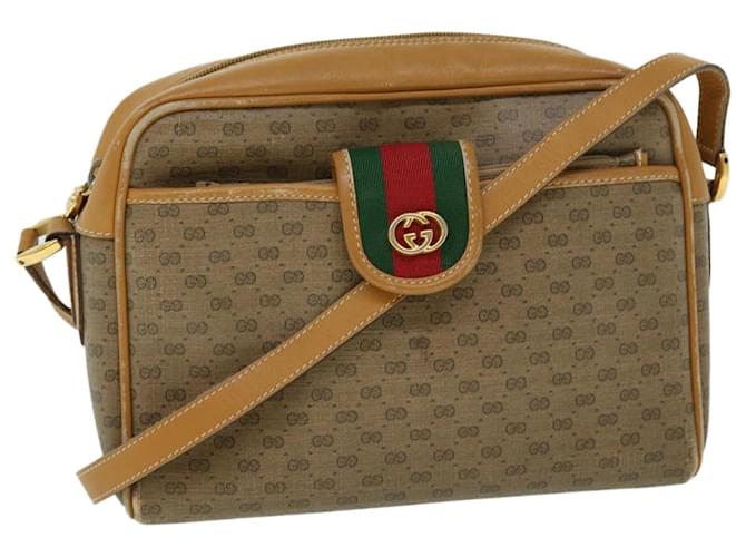 GUCCI Micro GG Canvas Web Sherry Line Shoulder Bag Beige 001 56 0944 Auth ep1776  ref.1078718