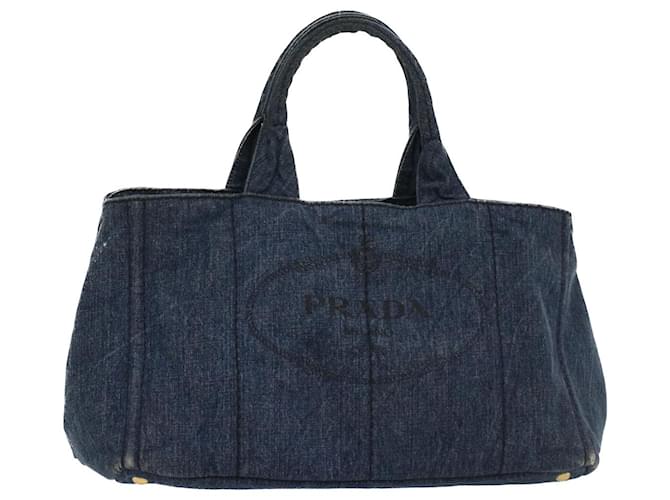 PRADA Canapa GM Hand Bag Canvas Blue Auth ar10269 Cloth  ref.1078754