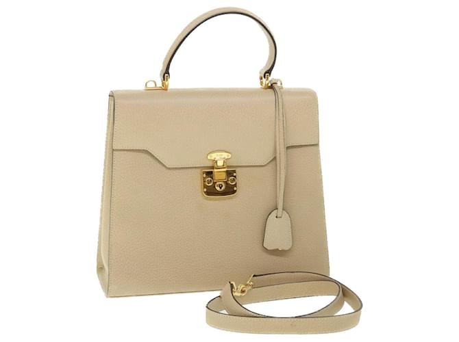 GUCCI Lady Rock Hand Bag Leather 2way Beige 007 1274 0192 Auth hk840  ref.1078787