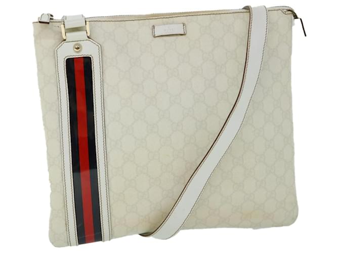 GUCCI GG Canvas Sherry Line Shoulder Bag White Red Navy 152608 Auth yk8621 Navy blue  ref.1078795