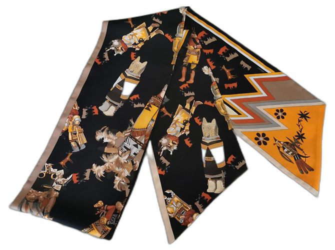 Hermès Bufanda Hermes de seda "Kachinas" Maxi Twilly Multicolor