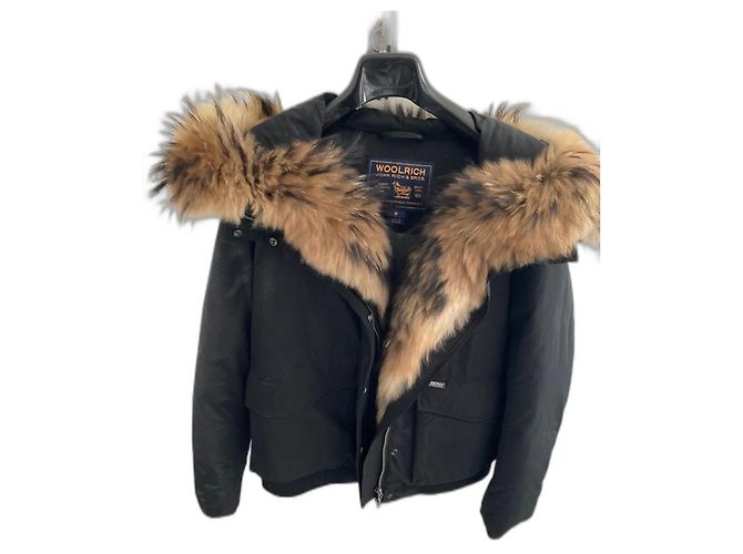Woolrich Jacke Schwarz mit Fellkapuze Größe M