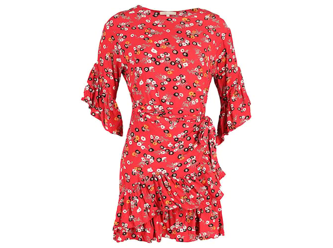 Maje Floral Wrap Dress in Red Cotton  ref.1078865
