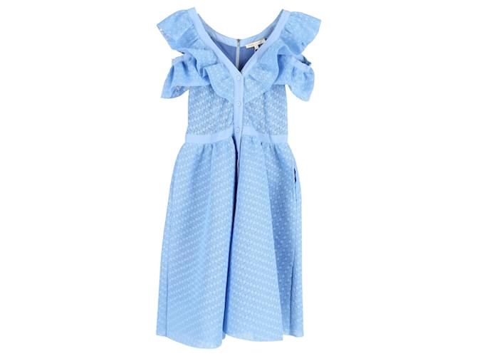 Maje Reglissebleu Cold Shoulder Fit & Flare Dress in Blue Polyester  ref.1078867
