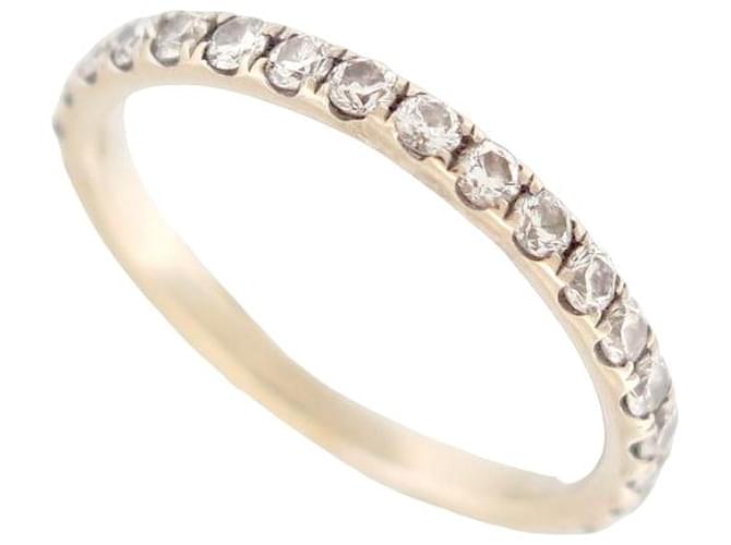 Autre Marque ALLIANCE T RING51 COMPLETE PAVING 30 diamants 0.87yellow gold ct 18K DIAMONDS RING Silvery White gold  ref.1079181