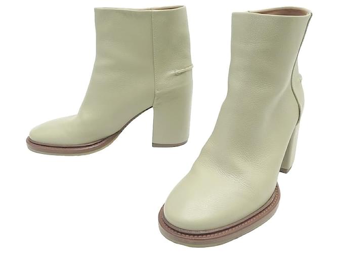 Chloé NEW CHLOE EDITH ANKLE SHOES 37 GREEN SEEDED LEATHER BOX ANKLE BOOTS  ref.1079182