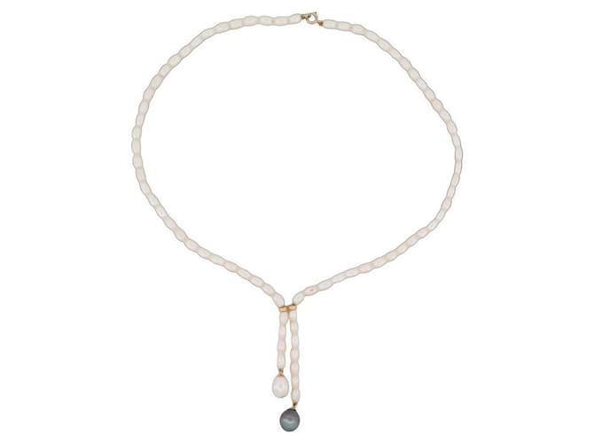 Autre Marque Necklace 75 TAHITI CULTURED PEARLS 43 CM CULTURED PEARLS BEADS NECKLACE White  ref.1079183