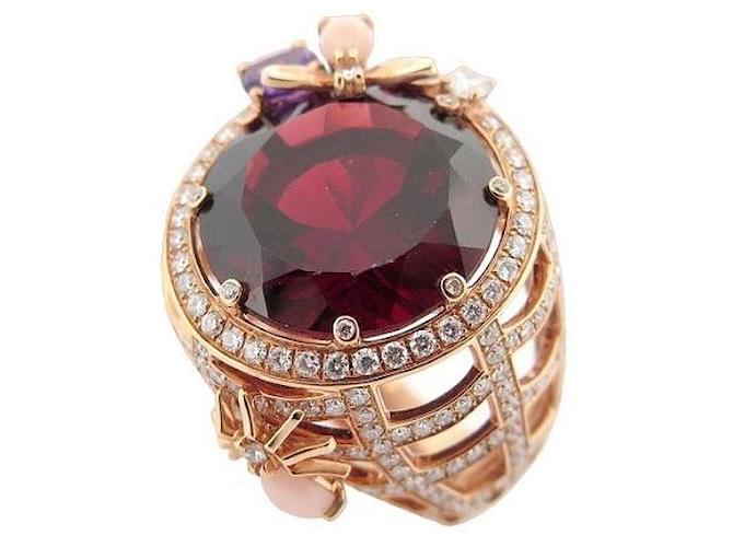 NEW CHAUMET RING CATCH ME IF YOU LOVE ME GM T54 GOLD GARNET 18K RING Golden Pink gold  ref.1079212