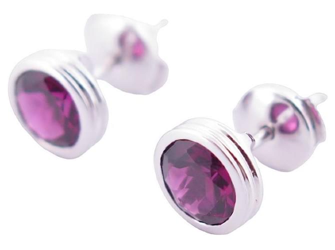 NEUF BOUCLES D'OREILLES POIRAY PUCES LOLITA RHODOLITE OR 18K NEW EARRING Or blanc Argenté  ref.1079231