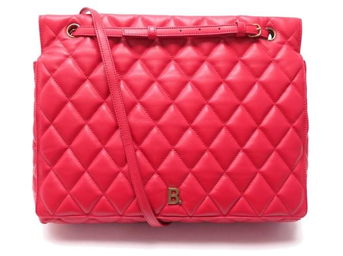 NEW BALENCIAGA B HANDBAG 593372 RED QUILTED RED LEATHER HAND BAG  ref.1079320
