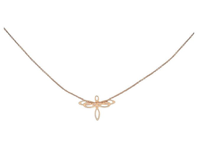 COLAR GINETTE NY MINI LIBÉLULA DF05 70 CM EM OURO ROSA 18Colar de ouro K Dourado