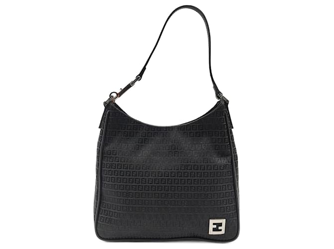 Fendi handbag in black Zucchino canvas Cloth  ref.1079368