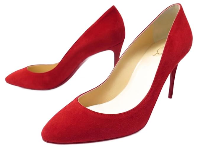 NEW CHRISTIAN LOUBOUTIN ELOISE SHOES 38.5 ROUGE 3180614 BOX SHOES Red Suede ref.1079369 Joli Closet