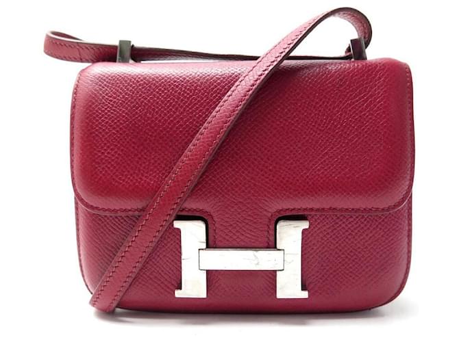 Hermès SAC A MAIN HERMES CONSTANCE 14 MICRO EN CUIR EPSOM ROUGE BANDOULIERE HAND BAG  ref.1079402