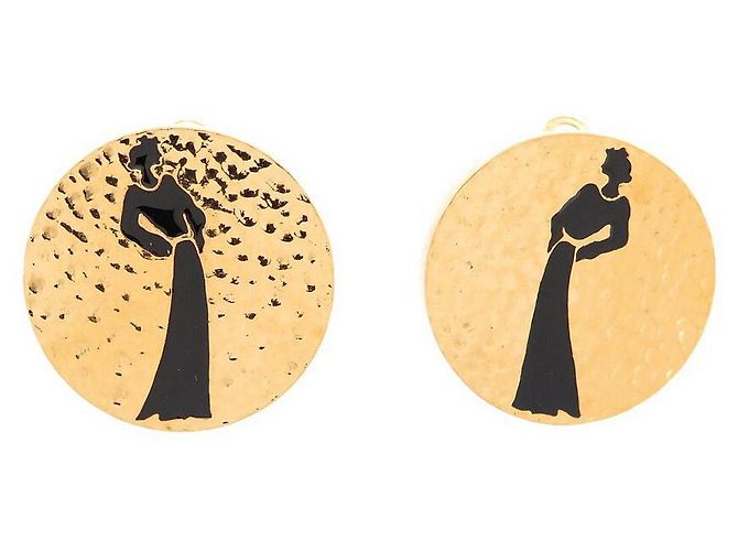 ORECCHINI CHANEL SILHOUETTE COCO DE CASTELLANE 1985 ORECCHINI MARTELÈ D'oro