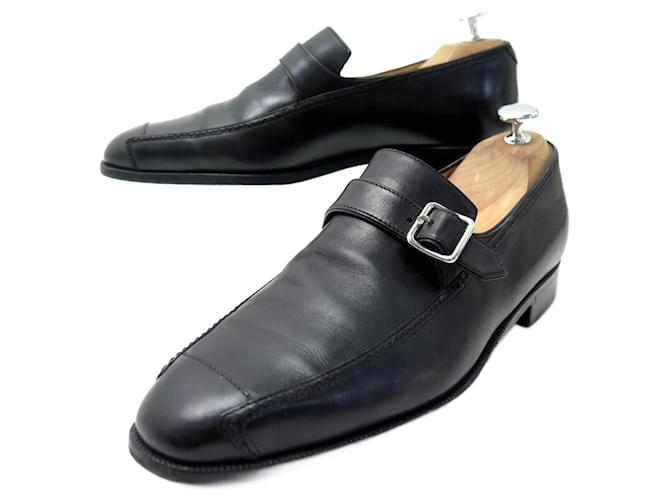 BERLUTI SHOES BUCKLE LOAFERS 7 40 BLACK LEATHER LOAFERS  ref.1079410