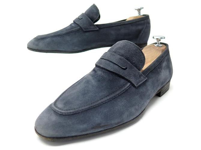 BERLUTI SHOES LOAFERS LORENZO 6.5 41 41.5 BLUE SUEDE SUEDE SHOES  ref.1079411