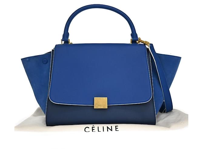 Céline Trapèze Blue Leather  ref.1079446