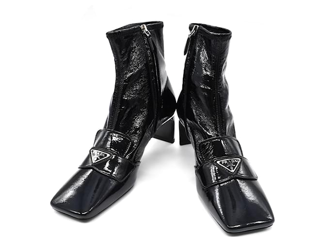 Prada Ankle Boots Black Patent leather  ref.1079457